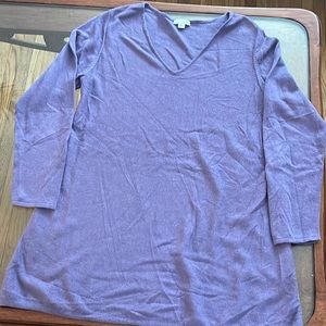 J Jill Women’s V Neck Medium Long Sleeve Sweater Purple Wool Blend